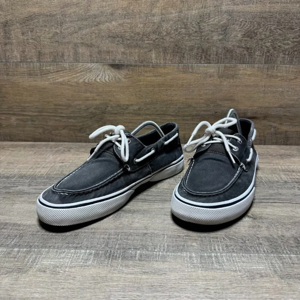 Sperry Halyard 2 Eye Saltwashed Black Boat Shoes Men's Size 9.5
